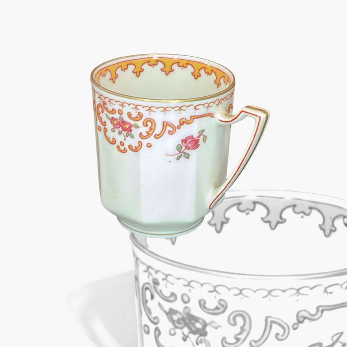 Taza de colección Limoges antigua en porcelana francesa - Cositas Antiguas – La Guadaña, Anticuarios Online en Jerez , vender antigüedades, muebles antiguos