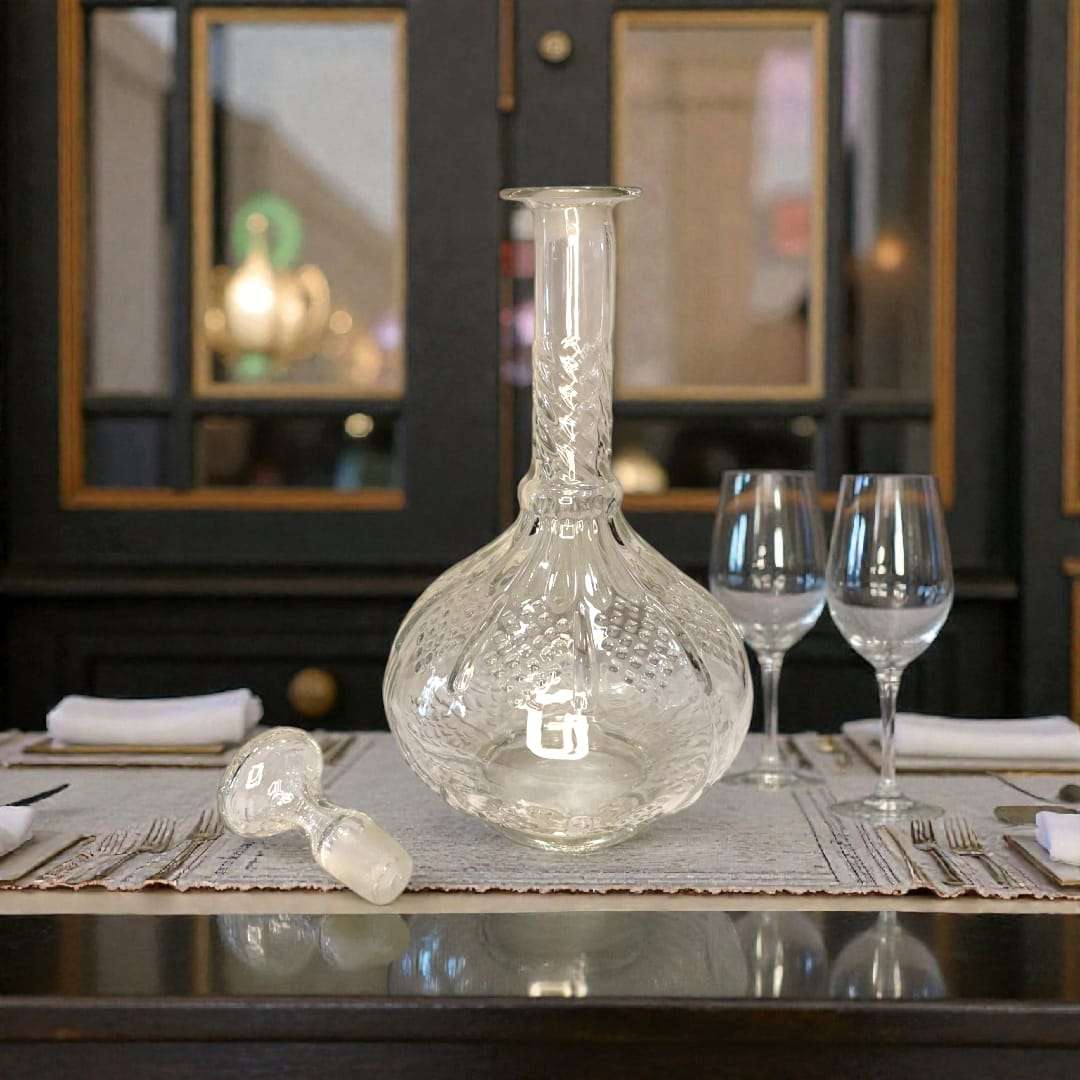 Licorera de cristal con tapa elegante para decoración y conservación