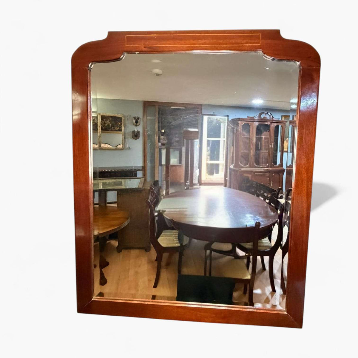 Espejo de caoba con cristal biselado y taracea - Cositas Antiguas – La Guadaña, Anticuarios Online en Jerez , vender antigüedades, muebles antiguos