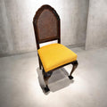 Pareja de sillas antiguas de madera con rejilla y asiento tapizado - Cositas Antiguas – La Guadaña, Anticuarios Online en Jerez , vender antigüedades, muebles antiguos