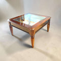 Mesa baja de salón de caoba con cristal biselado - Cositas Antiguas – La Guadaña, Anticuarios Online en Jerez , vender antigüedades, muebles antiguos