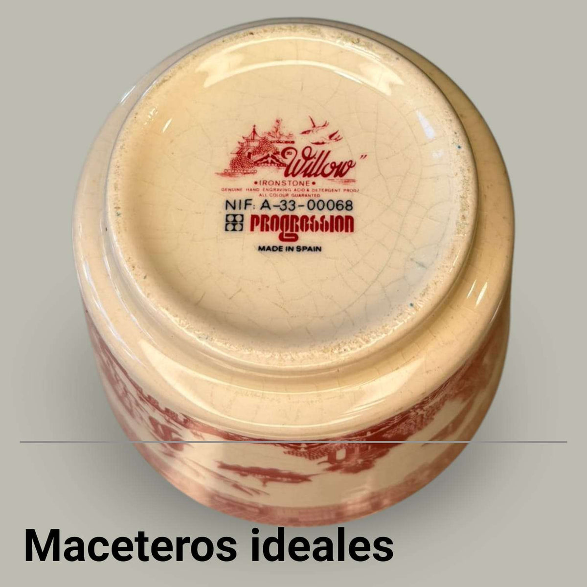 Maceteros Willow de porcelana roja Made in Spain únicos - Cositas Antiguas – La Guadaña, Anticuarios Online en Jerez , vender antigüedades, muebles antiguos