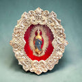 Relicario de la Inmaculada Concepción en metal plateado - Cositas Antiguas – La Guadaña, Anticuarios Online en Jerez , ven
