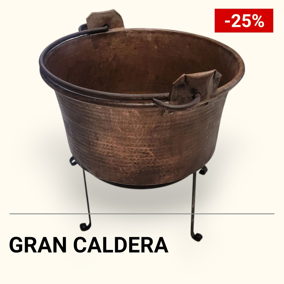 Gran Caldero de Cobre Antiguo con Asas – Pieza Única - Cositas Antiguas – La Guadaña, Anticuarios Online en Jerez , vender antigüedades, muebles antiguos